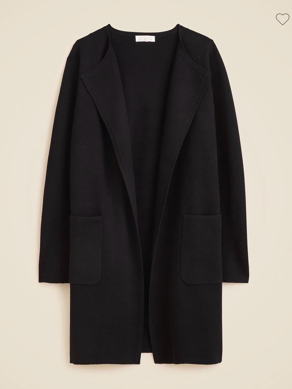J. Crew Black Juliette Collarless Open-Front Cardigan - Picture 1 of 6